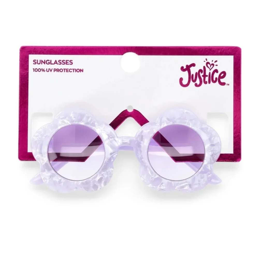 Justice Girl's Pearl Flower Sunglasses, Purple